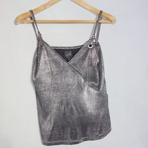 Chorus Sz S Shimmering Metallic Silver Camisole Top